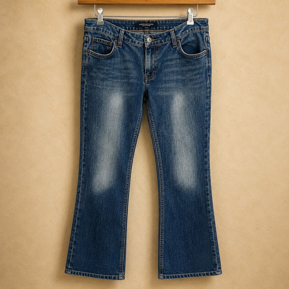American Eagle Women 14 Stretch Bootcut Jeans Medium Wash Blue Denim 14 Reg